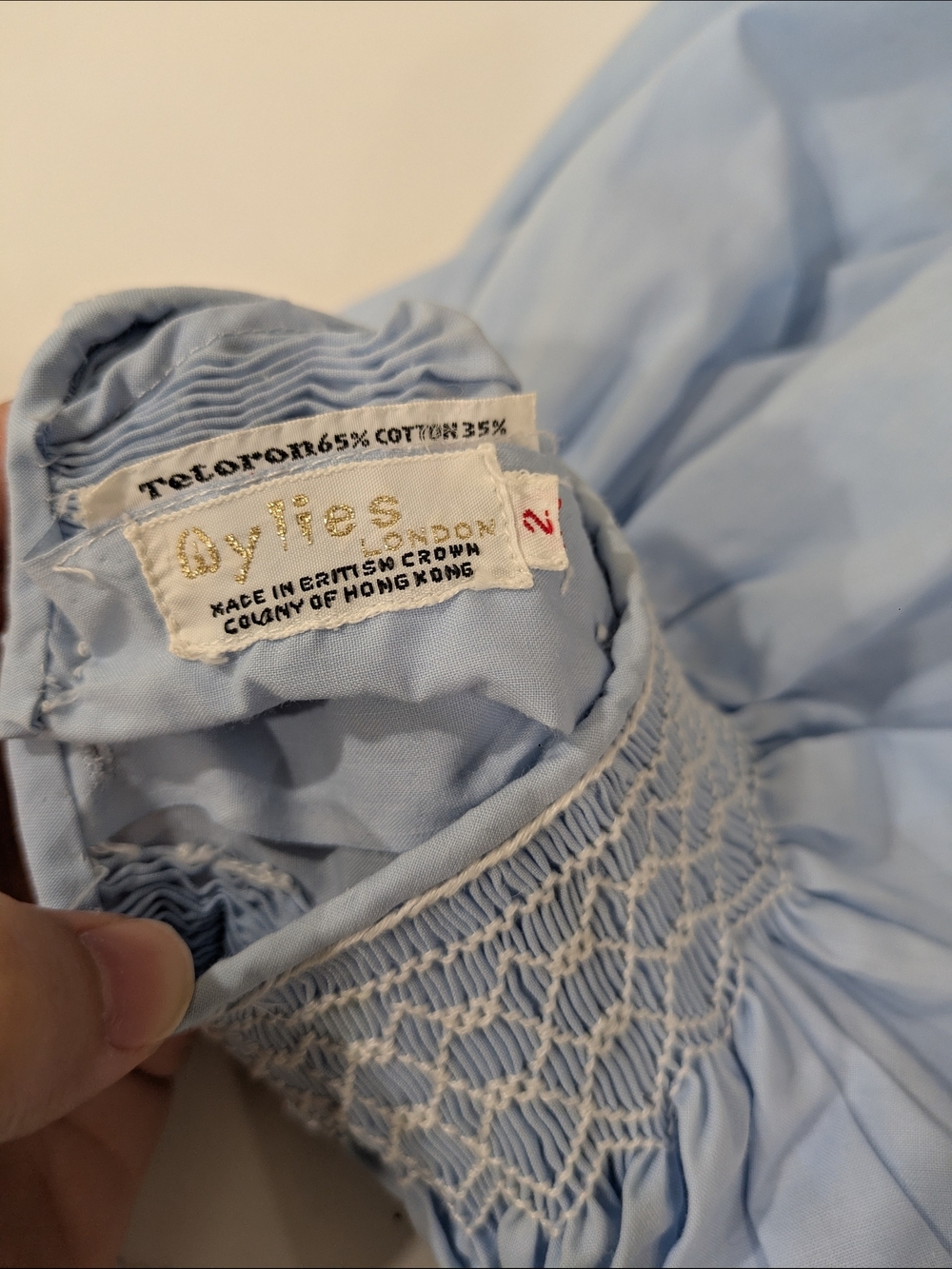Smocked Light Blue Baby Dress - Picture 5 of 5